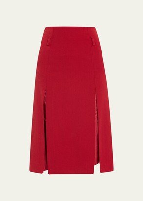 Double Layer Split Midi Skirt