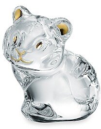 Minimals Tiger Figurine, Clear with 20K Gold