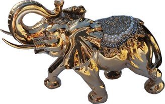 Amazing Rugs, LLC Ambrose Delightfully Extravagant Gold Plated Elephant with Embedded Crystal and Pearl Saddle - 11.5