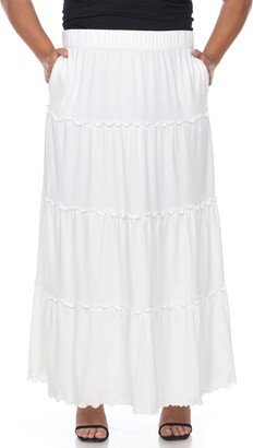 Plus Size Tiered Maxi Skirt-AC