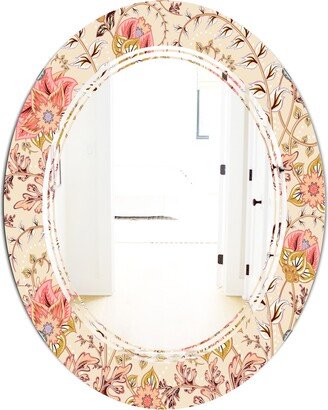 Designart 'Oriental Floral Paisley' Printed Modern Round or Oval Wall Mirror - Triple C