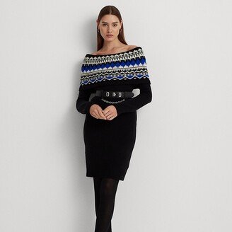Ralph Lauren Fair Isle Off-the-Shoulder Sweater Dress