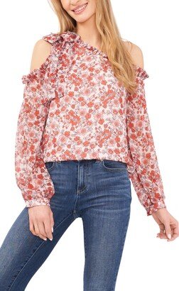 Floral Print Cold Shoulder Blouse