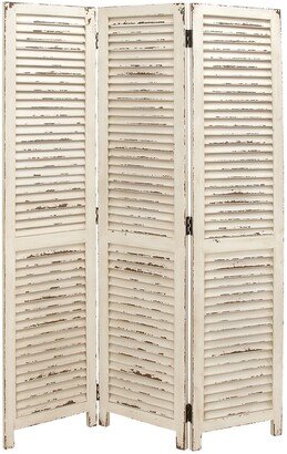 Cream Wood Farmhouse Room Divider Screen