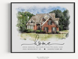 House Portrait Print | Mother's Day Gift New Home Realtor Closing Housewarming| 1st First Parents Anniversary