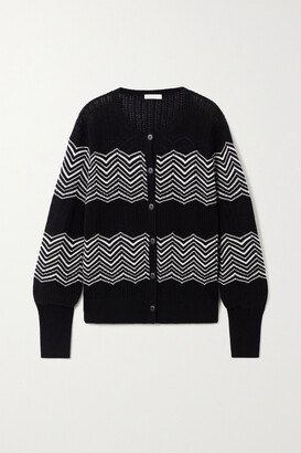 Disco Club Striped Wool And Cashmere-blend Cardigan - Black