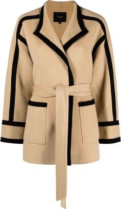 Contrasting-Panel Single Breasted Coat