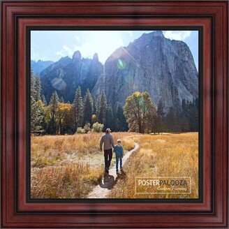 PosterPalooza 12x12 Traditional Mahogany Complete Wood Square Picture Frame with UV Acrylic, Foam Board Backing, & Hardware