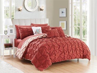 Yabin, 10-piece Reversible Bed in a Bag Comforter Set, Red