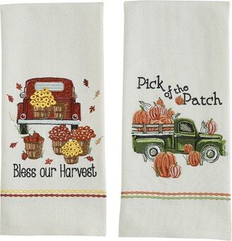 Park Designs Bless Your Harvest and Pick of the Patch Embroidered Dishtowel Bundle of 2