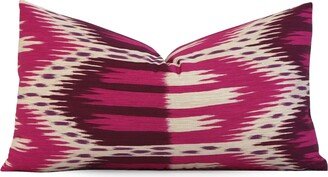 Sale Schumacher Bukhara Horizontal Ikat Fuchsia Pink & Purple Pillow Cover Zippered Lumbar Cushion Cover, Bohemian Bedding,