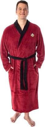 Star Trek TNG Adult Costume Fleece Plush Robe Bathrobe - (Picard, 3XL/2XL) Red