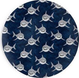 Salad Plates: Great White Sharks - Blue Salad Plate, Blue