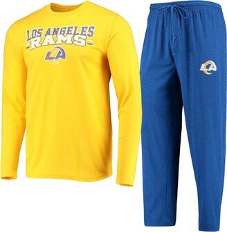 Men's Concepts Sport Royal, Gold Los Angeles Rams Meter Long Sleeve T-shirt and Pants Sleep Set - Royal, Gold