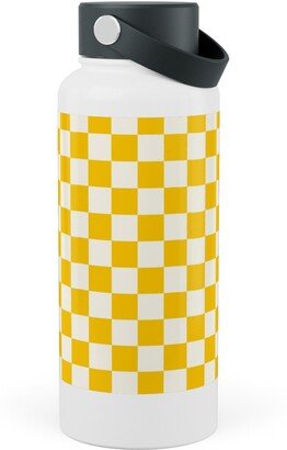 Photo Water Bottles: Checkered Pattern - Yellow Stainless Steel Wide Mouth Water Bottle, 30Oz, Wide Mouth, Yellow