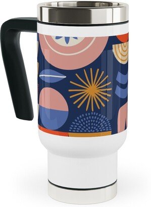 Travel Mugs: Colorful Geometry - Dark Travel Mug With Handle, 17Oz, Multicolor