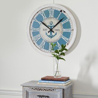 Studio 350 White Metal Coastal Wall Clock Vintage 2 x 24 x 24 - 24 x 24 x 2Round