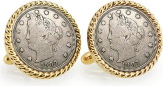 American Coin Treasures Liberty Nickel Rope Bezel Coin Cuff Links