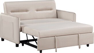 TOSWIN 57'' Upholstered Sleeper Sofa, Modern 2 Seat Sofa Convertible Pull-out Sofa Bed