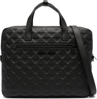 Embossed-Monogram Leather Briefcase