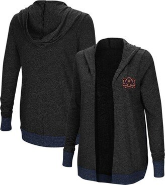 Women's Charcoal Auburn Tigers Plus Size Steeplechase Open Hooded Tri-Blend Cardigan