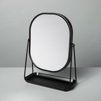 Metal Vanity Flip Mirror with Tray Black