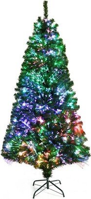 7ft Pre-lit Fiber Optic PVC Artificial Christmas Tree w/ 820 Branch Tips