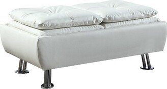 Leatherette Storage Ottoman with Reversible Trays, White