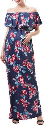 Brielle Maternity/Nursing Floral-Print Maxi Dress