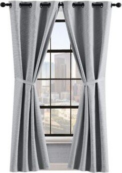 Finley Textured Blackout Grommet Window Curtain Panel Pair With Tiebacks Collection