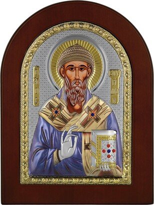 Saint Spyridon - Greek Orthodox Catholic Christian Byzantine-Silver Icon-AA