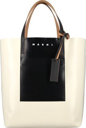 Logo Printed Two-Toned Tote Bag-AB