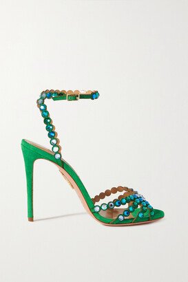 Tequila 105 Crystal-embellished Suede Sandals - Green