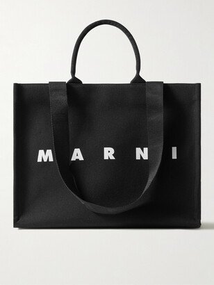 Logo-Print Canvas Tote Bag-AA