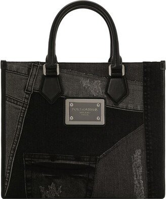 Small Denim Patchwork Tote Bag-AA