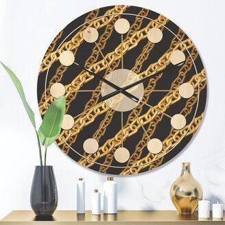 Designart 'Golden ZigZag Chain' Mid-Century Modern Wood Wall Clock