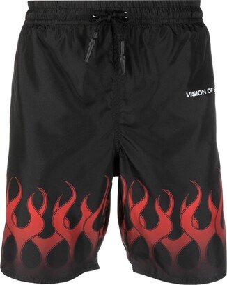 Flame-Print Swim Shorts