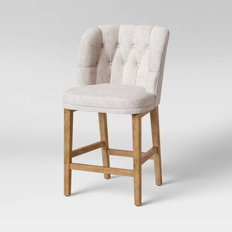 Winfall Tufted Barrel Counter Height Barstool Linen