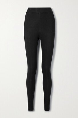 Ribbed Stretch-modal Jersey Leggings - Black