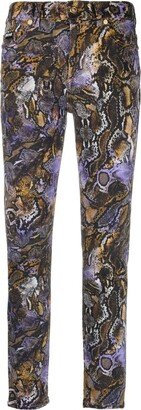 Snakeskin-Print Skinny Trousers