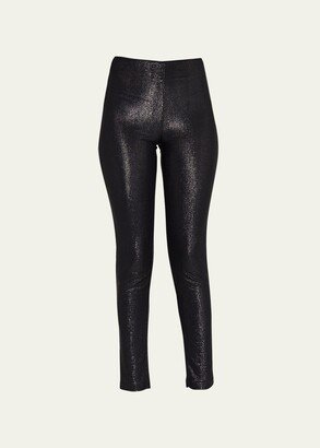 Metallic Sparkle Skinny-Leg Ankle Pants