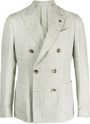 Double-Breasted Mélange-Effect Blazer