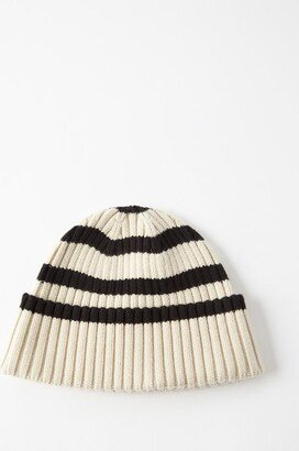 Striped Ribbed-wool Beanie