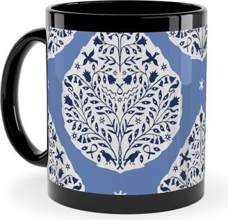 Mugs: Conway Paisley - Cobalt And Navy Ceramic Mug, Black, 11Oz, Blue