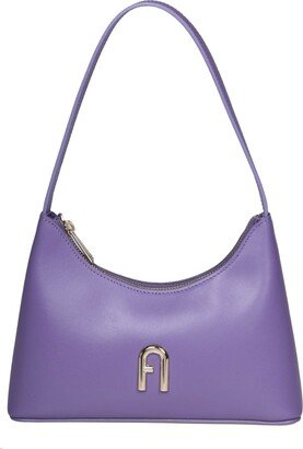 Mini Diamante Bag In Purple Color Leather