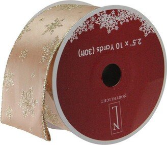 Northlight Gold Snowflakes Christmas Wired Craft Ribbon 2.5