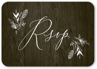 Rsvp Cards: Wedding Crest Wedding Response Card, Black, Pearl Shimmer Cardstock, Rounded