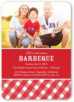 Everyday Party Invitations: Bbq Party Summer Invitation, Red, Matte, Signature Smooth Cardstock, Rounded