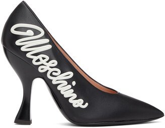 Black Calfskin Icing Logo Heels