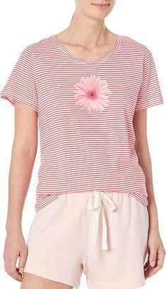 Stripe Short Sleeve Scoop Neck PJ Tee (Teaberry) Women's Pajama